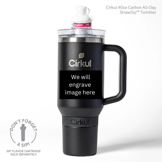 Custom Engraved Black Cirkul 40oz All Day Straw Sip Stanley Style