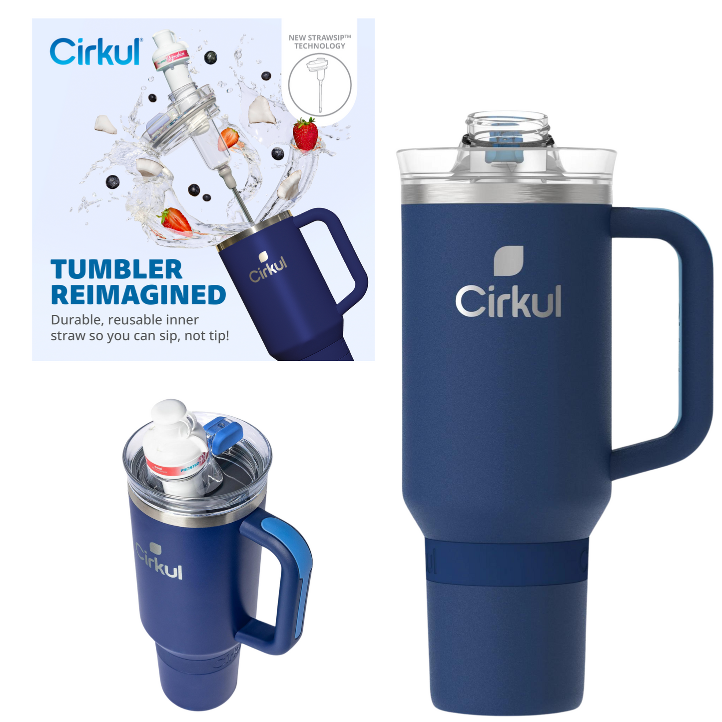 Midnight Blue (Dark Blue) Cirkul 40oz All Day Straw Sip Stanley Style