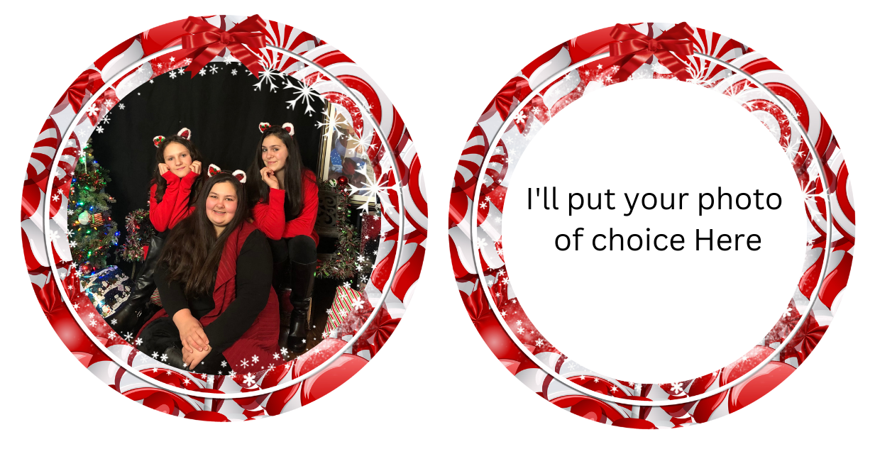 Personalized Christmas Ornament - Round 2.75in Peppermint
