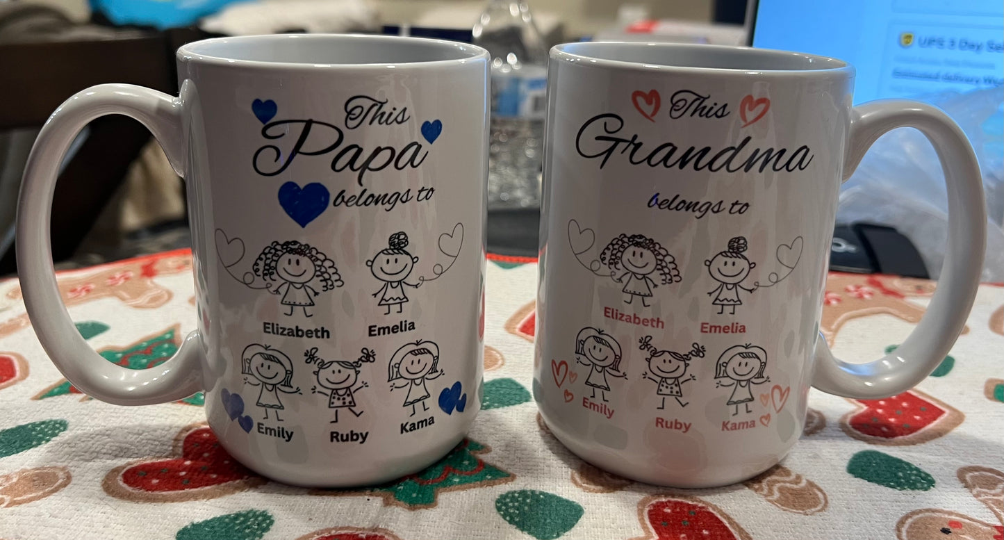 Personalized Grandma and Grandpas Grandkids Mugs