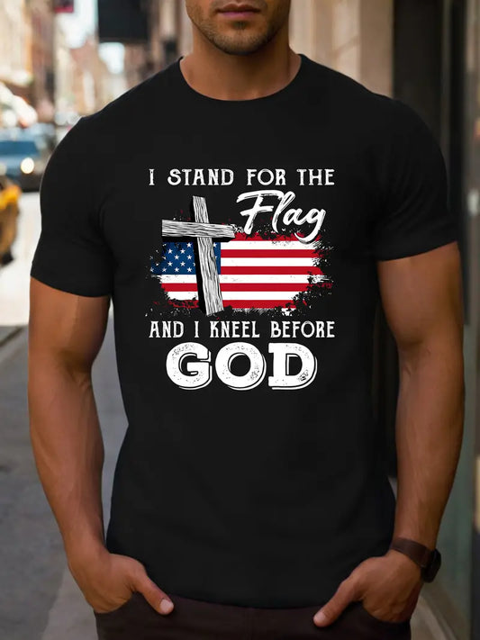 Men's T-Shirt -I Stand for the Flag and I kneel before God  0-02