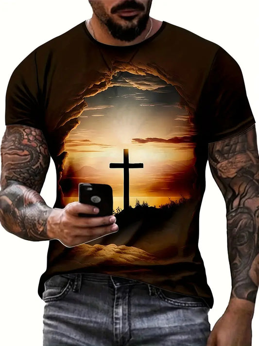 Men's T-Shirt -Sunset Cross  0-3