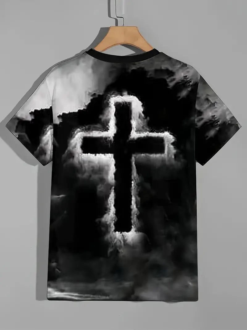 Men's T-Shirt -Black/Gray Cross  0-4