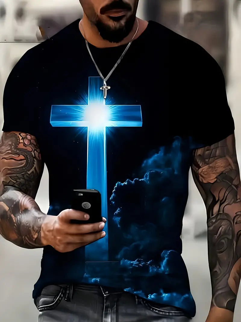 Men's T-Shirt - Stunning Lion Clouds and Cross   0-8