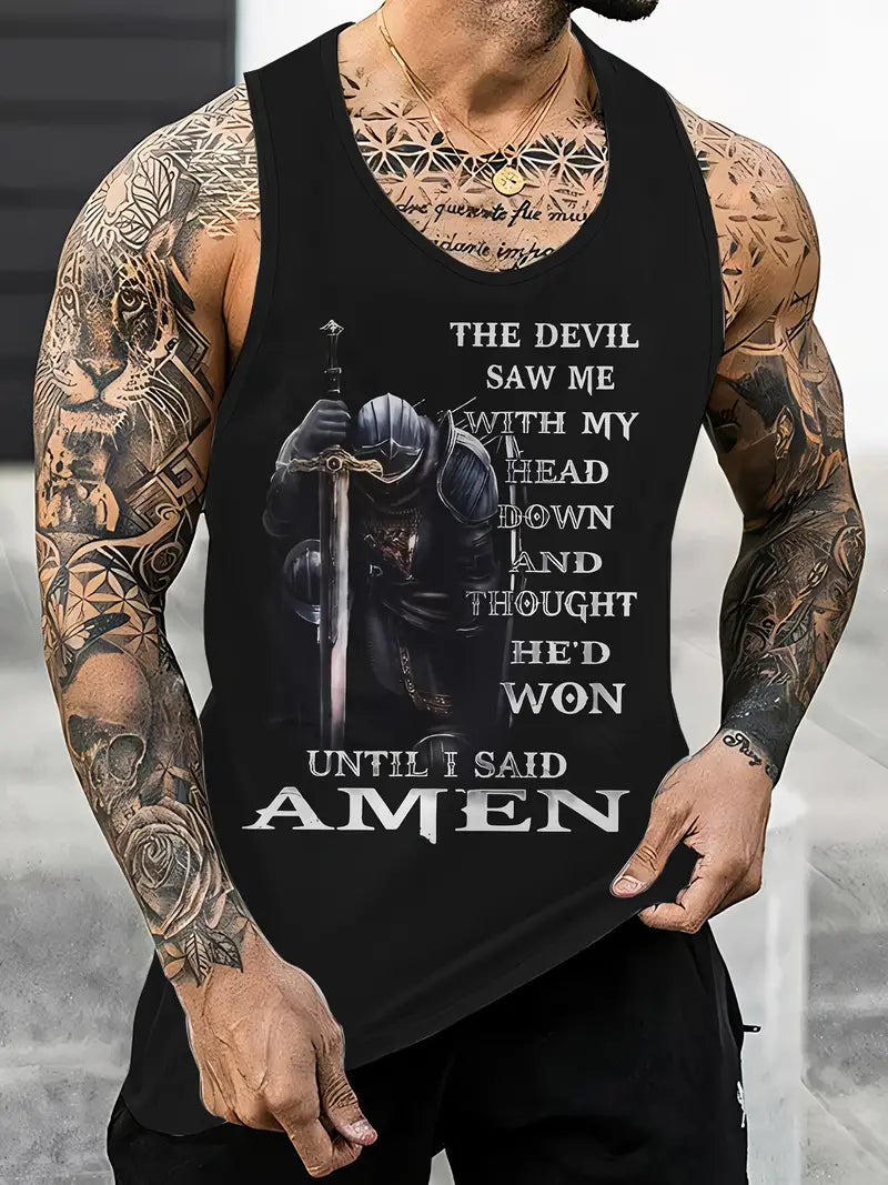 Men's Sleeveless Shirt -The devil saw me with my head down  1-1