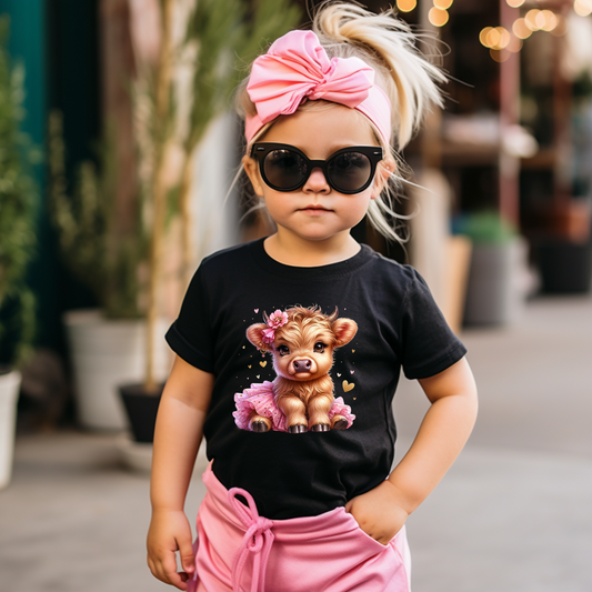 Children's Shirt -Girls Cute Cow     13-16