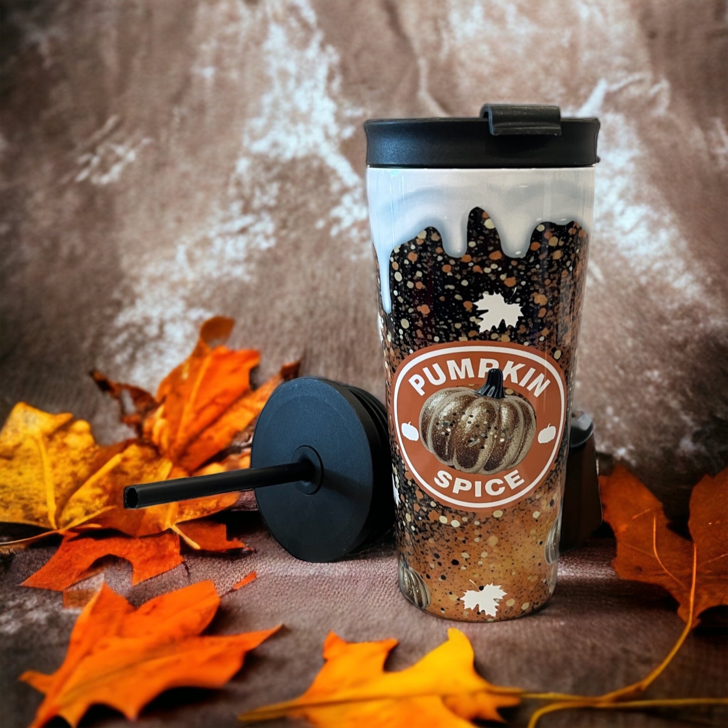 20oz Coffee Travel Tumbler with dual lids Fall, pumpkin spice