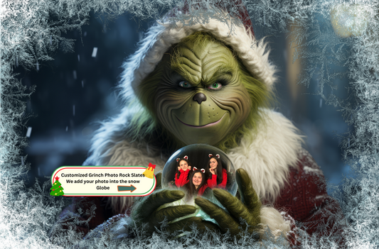 Large Photo Rock Slate- Grinch snow globe 11.65*7.65