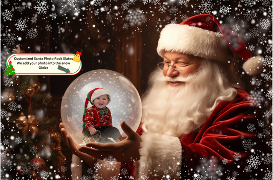 Large Photo Rock Slate Santa globe 11.65*7.65