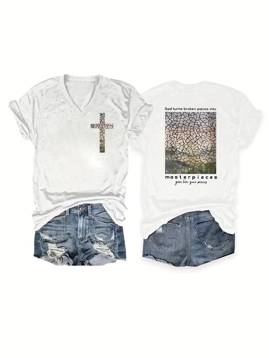 Women's Shirt -God turn broken pieces into masterpieces   5-14