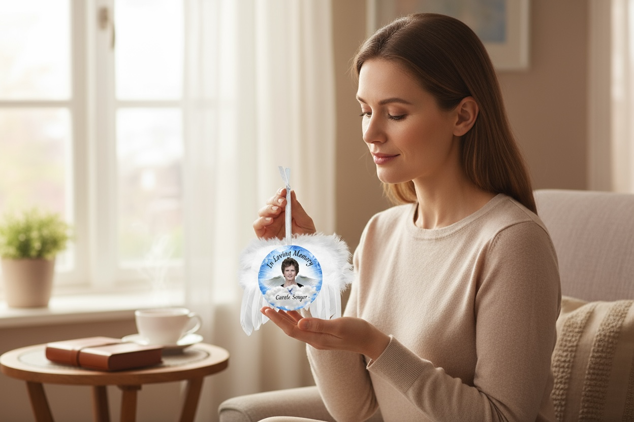 Custom Angel Wing Memorial Ornament