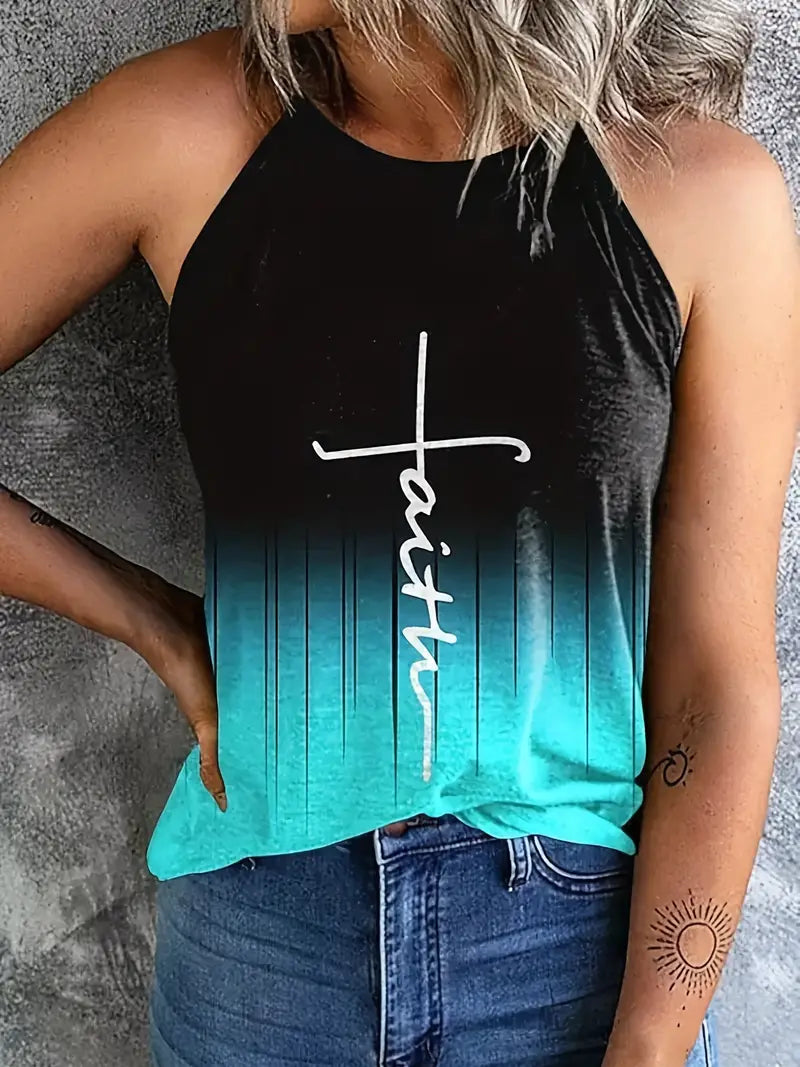 Women's Tank Top - Faith Black/Blue 6-1