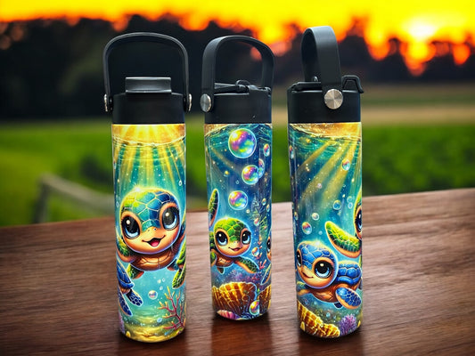 20oz Leak-Proof Turtle Water Bottle Bright, Colorful Design Perfect for Kids & Families