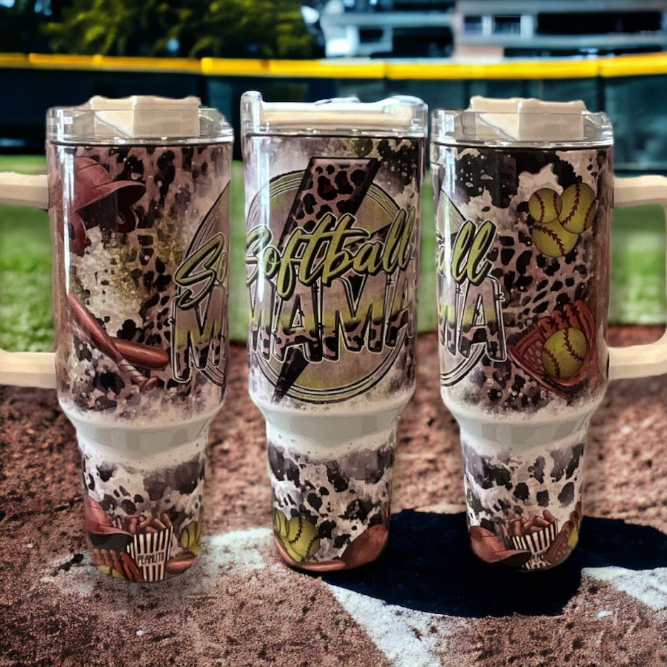 40oz Stanley Style Thirst Quencher Tumblers - Softball Mom