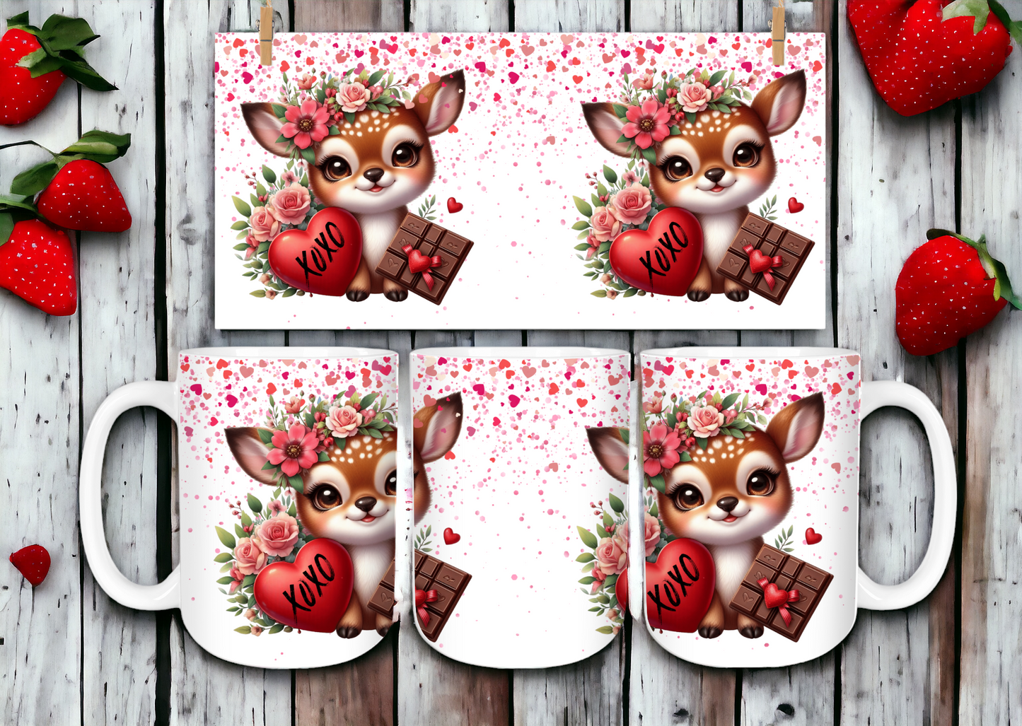 15oz ceramic coffee mug- Valentines Deer