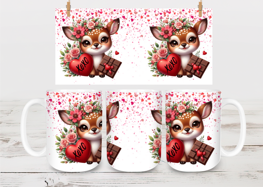 15oz ceramic coffee mug- Valentines Deer