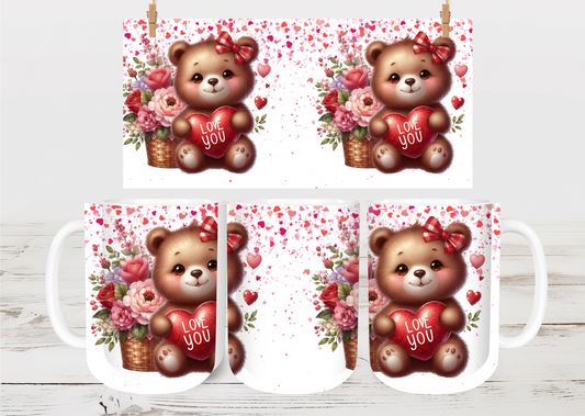 15oz ceramic coffee mug- Valentines Bear