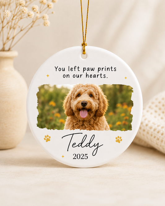 Personalized Pet Memorial Ornament with Photo – Custom Dog or Cat Loss Keepsake