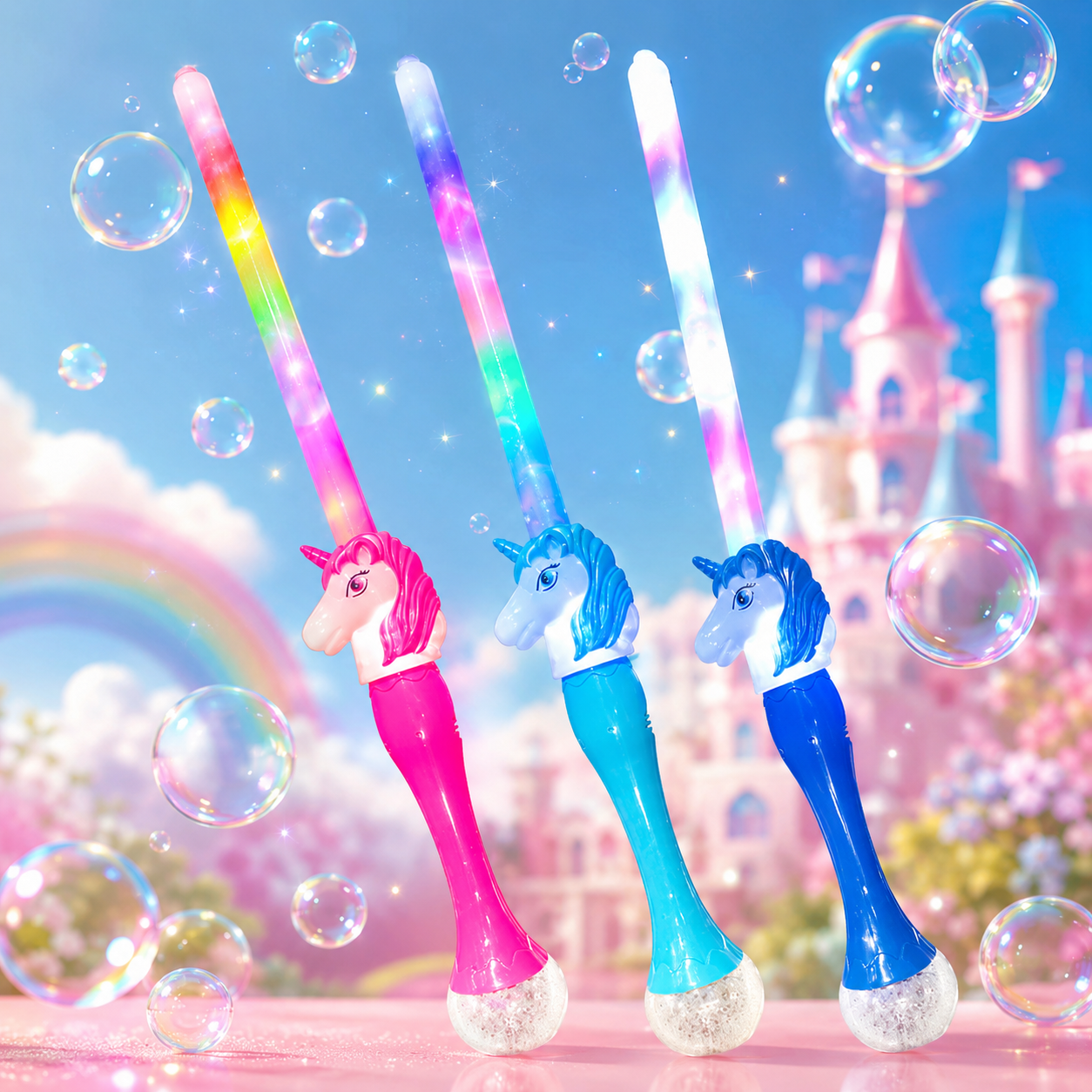 Unicorn Bubble Light-Up Wand  – 30 Inch LED Bubble Toy for Kids