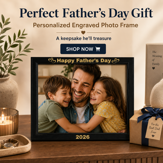 Personalized Engraved Father’s Day Photo Frame – Custom Keepsake Gift for Dad