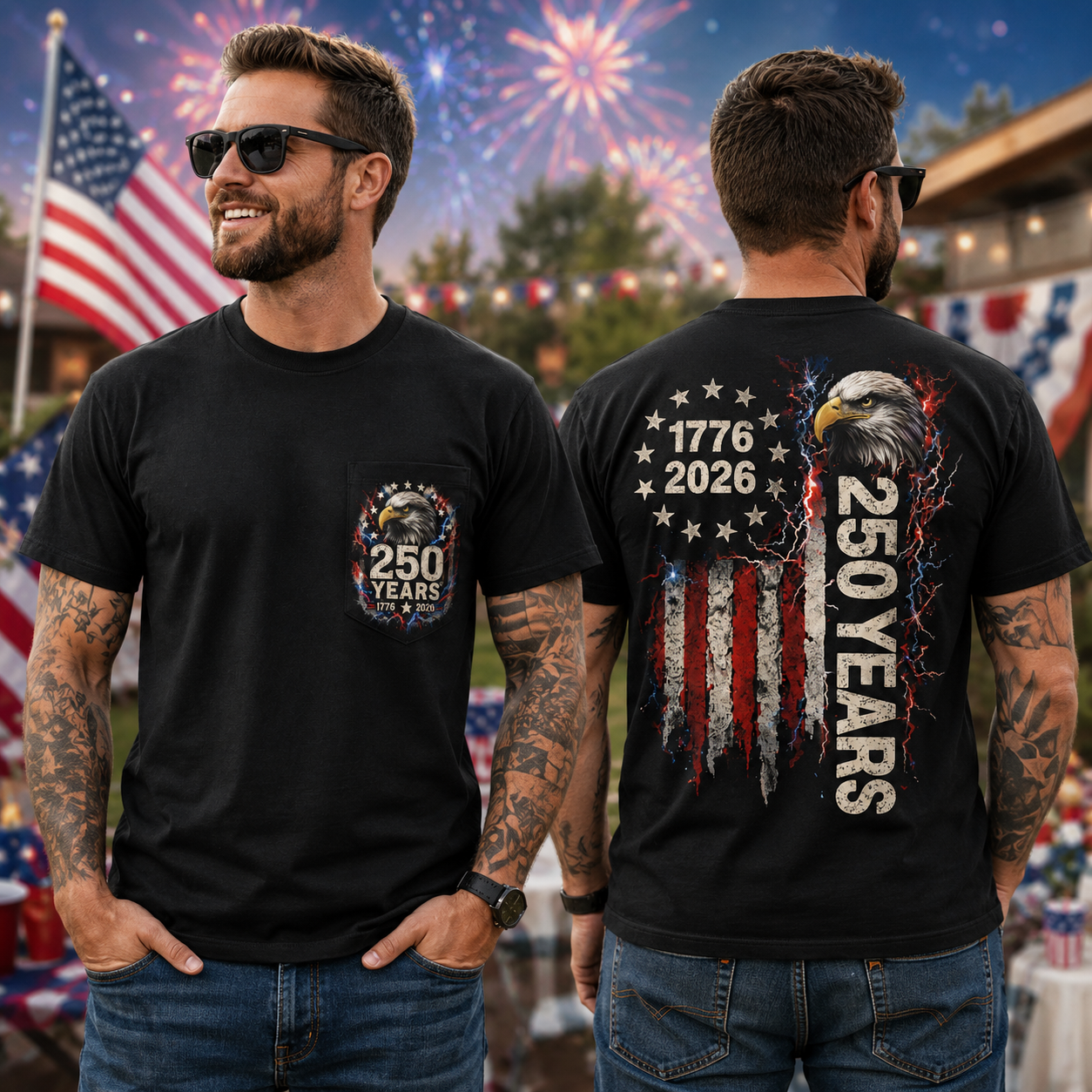 250 Years America Patriotic Eagle T-Shirt | 1776–2026 4th of July Shirt