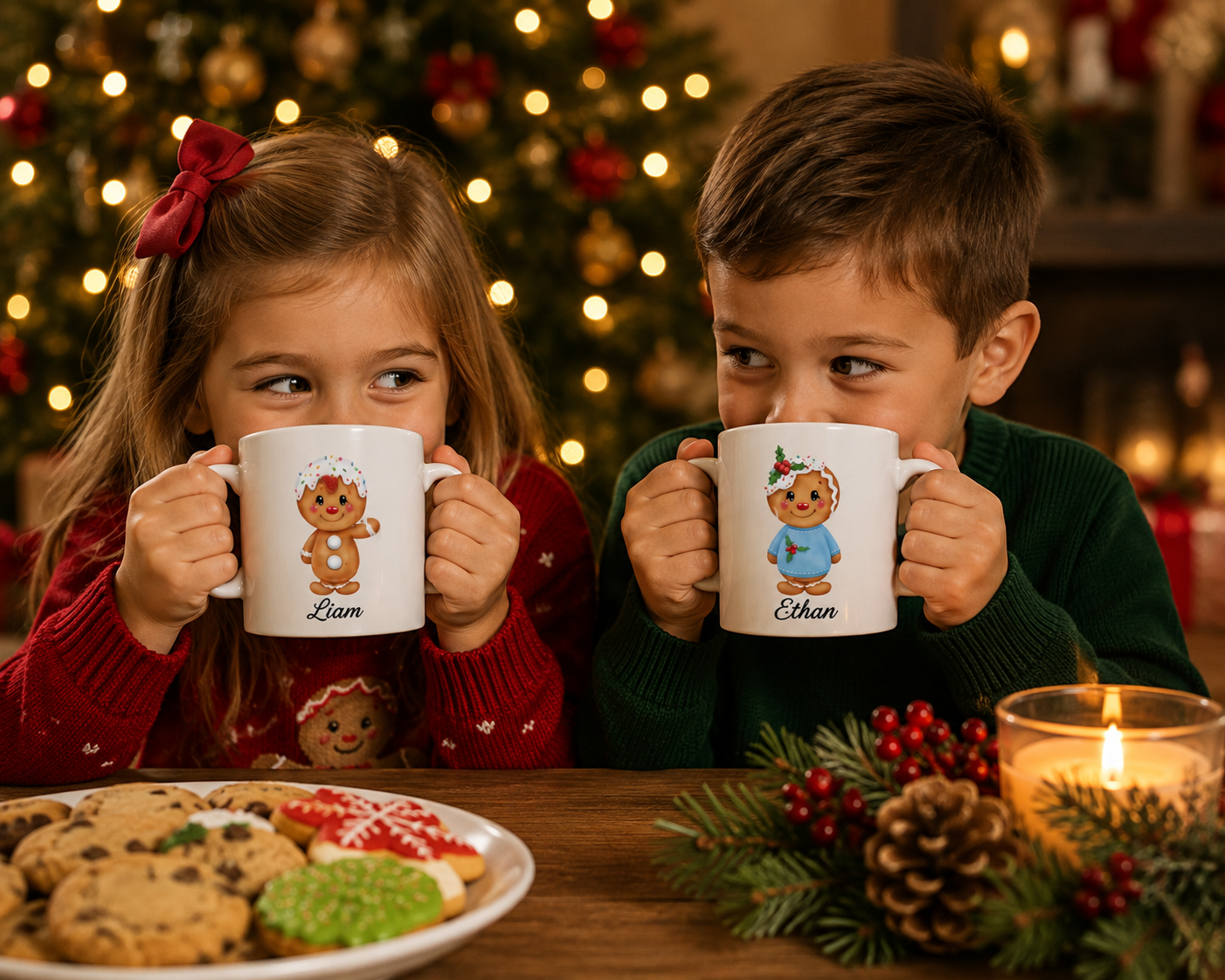 Personalized Gingerbread Family Mug | Custom Christmas Coffee Mug | Choose Your Gingerbread Characters | 12oz Ceramic Mug | Family Holiday Gift