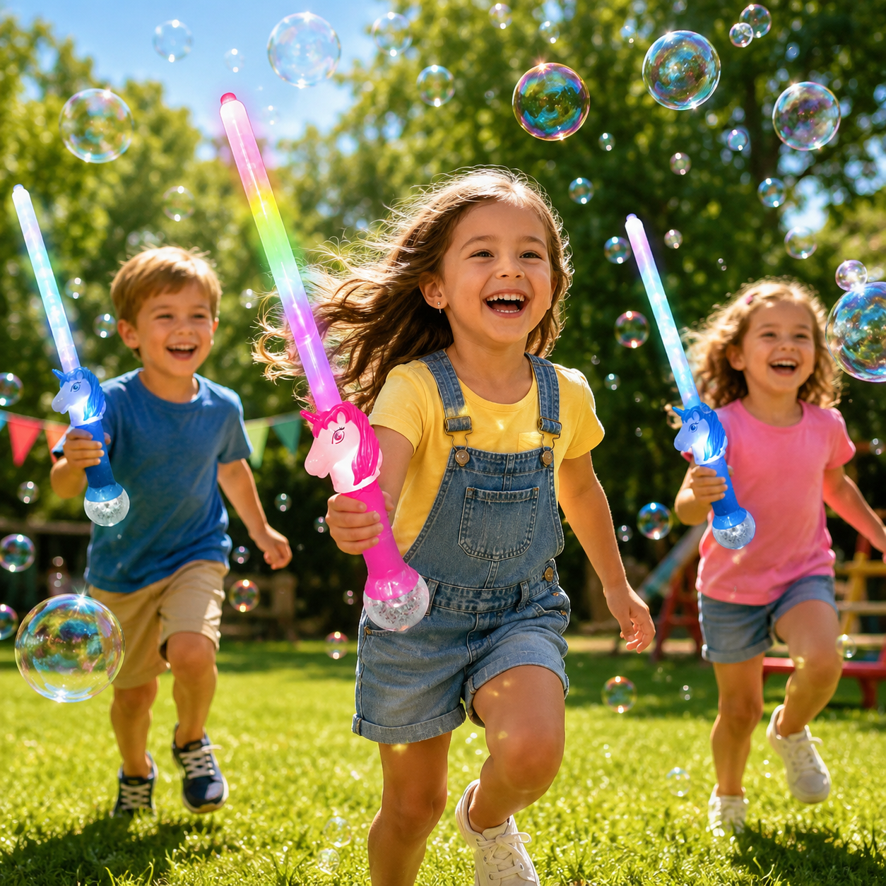 Unicorn Bubble Light-Up Wand  – 30 Inch LED Bubble Toy for Kids
