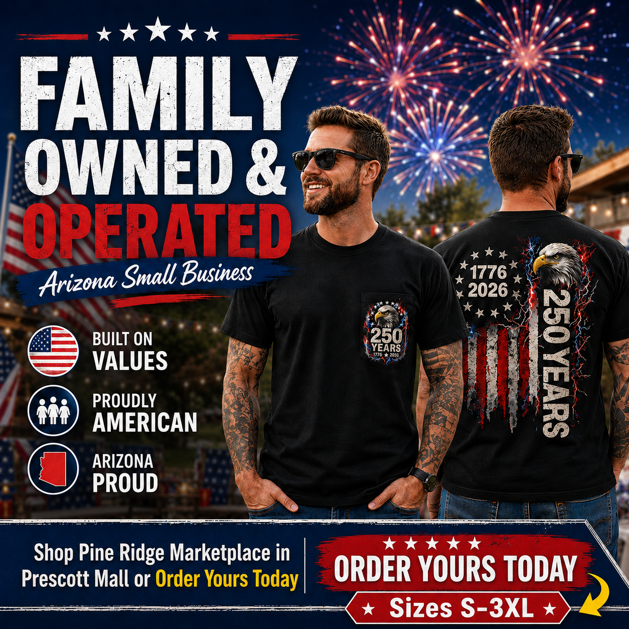 250 Years America Patriotic Eagle T-Shirt | 1776–2026 4th of July Shirt