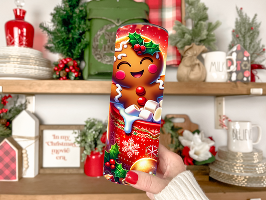20oz HOLOGRAPHIC Shimmer Tumbler- Gingerbread Man in a Mug