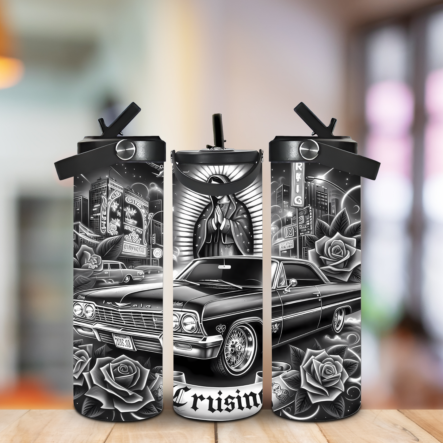 Lowrider Impala Design  Fun & Functional 20oz Leak-Proof Stainless Steel Water Bottle
