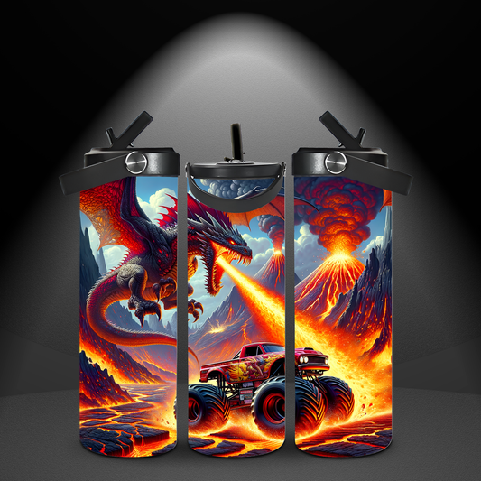 Dragon Truck Design  Fun & Functional 20oz Leak-Proof Stainless Steel Water Bottle