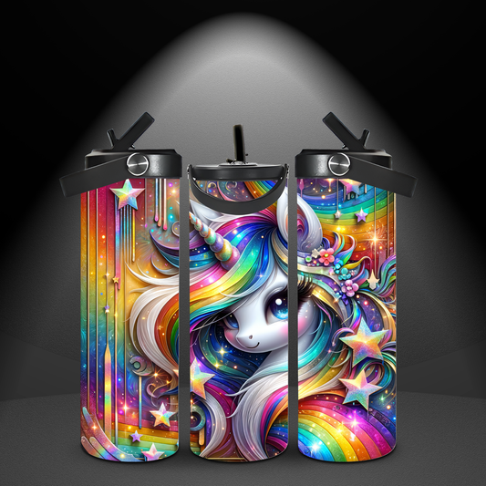 Colorful Unicorn Hair  Design  Fun & Functional 20oz Leak-Proof Stainless Steel Water Bottle