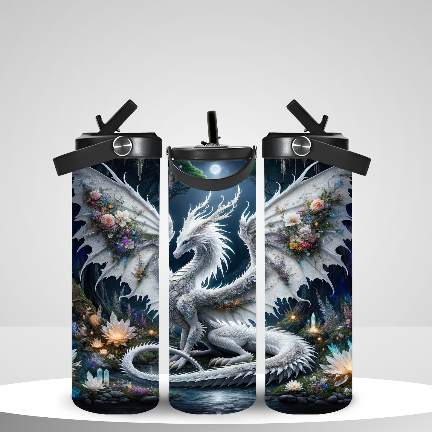 Dragon Flowers 20oz Leak-Proof Stainless Steel Water Bottle