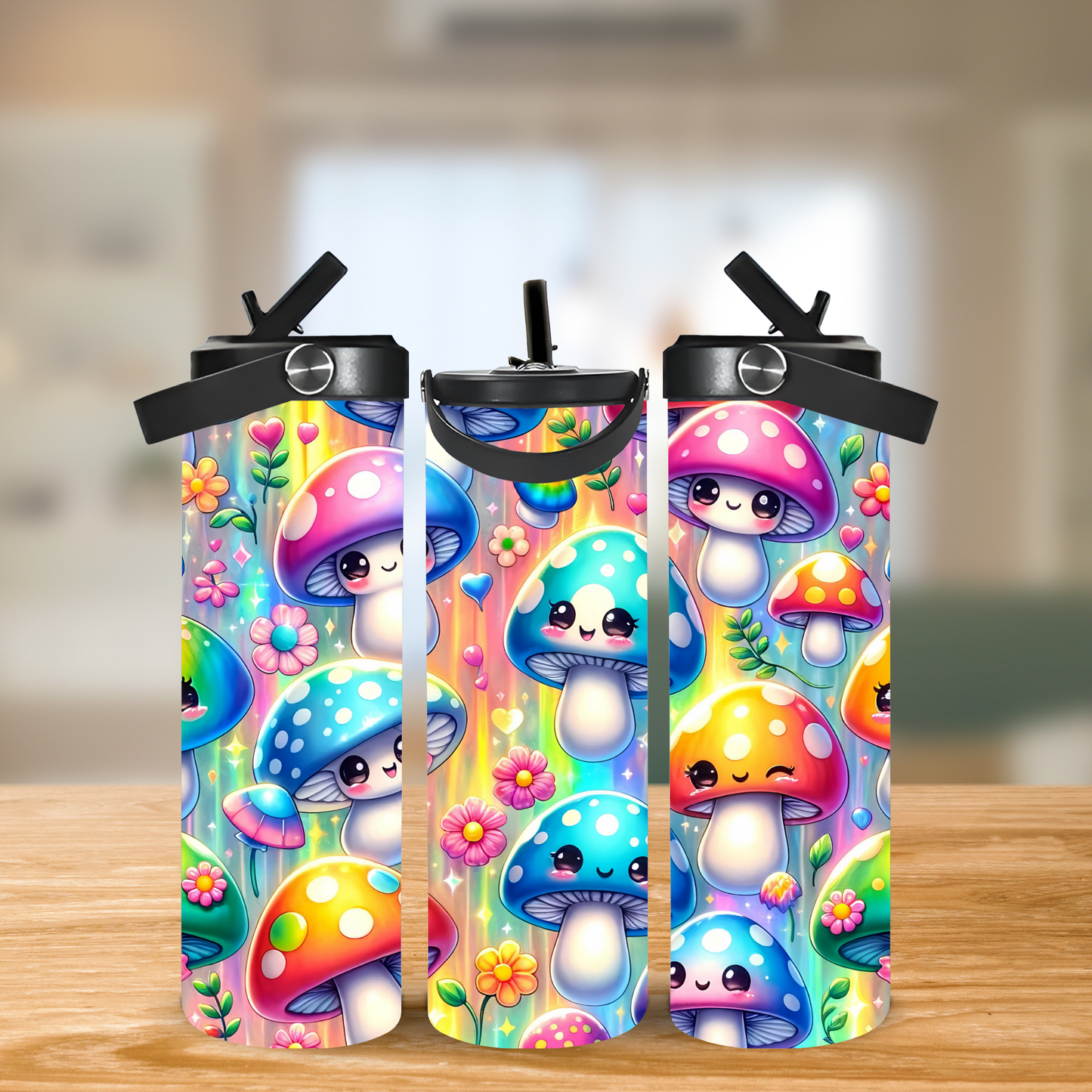 Mushroom Faces  20oz Leak-Proof Stainless Steel Water Bottle