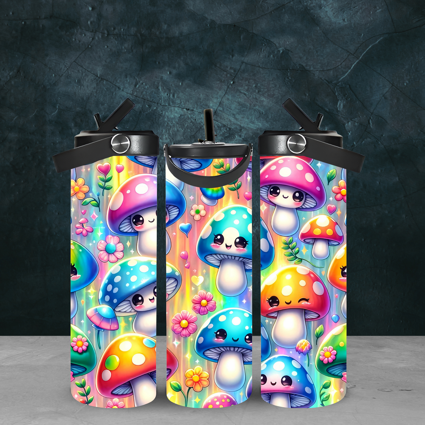 Mushroom Faces  20oz Leak-Proof Stainless Steel Water Bottle