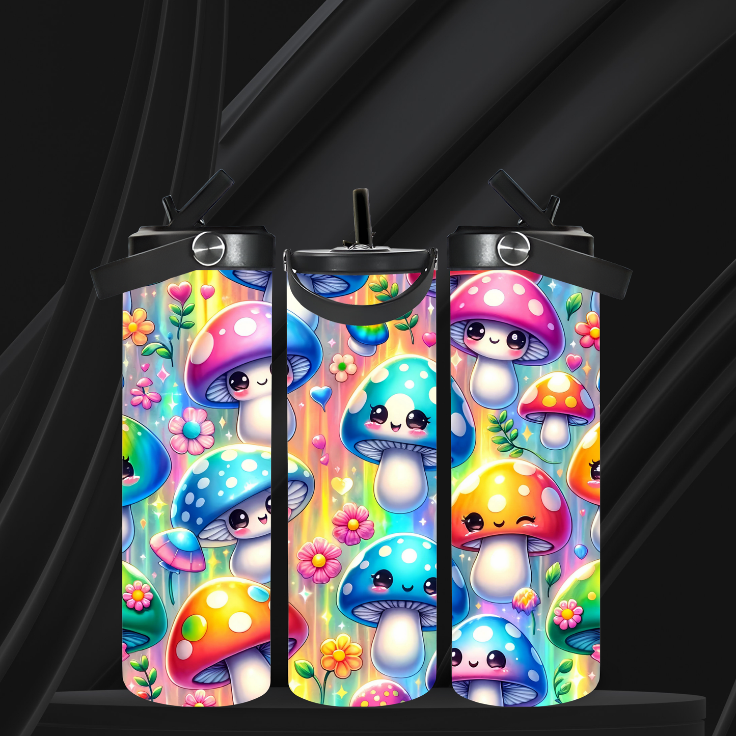 Mushroom Faces  20oz Leak-Proof Stainless Steel Water Bottle