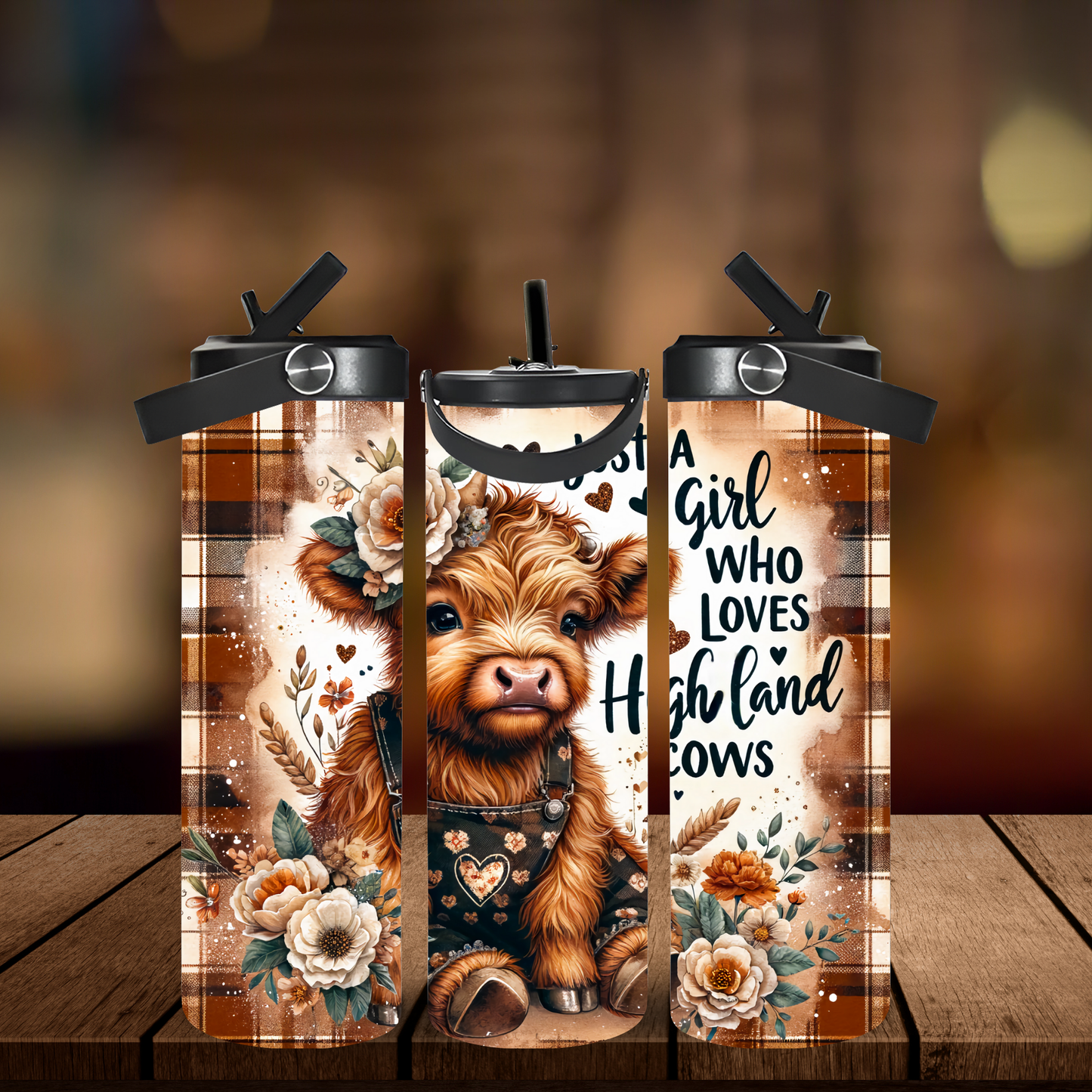 20oz Leak-Proof Stainless Steel Water Bottle – Cute Cow in Overalls Design