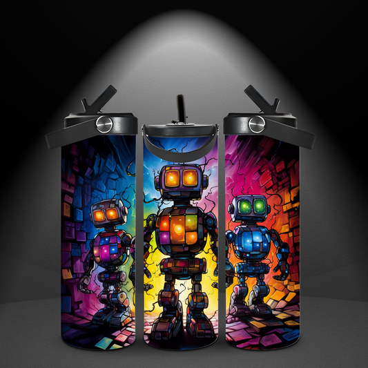 Bright Robot Design Fun, Functional & Durable20oz Leak-Proof Stainless Steel Water Bottle