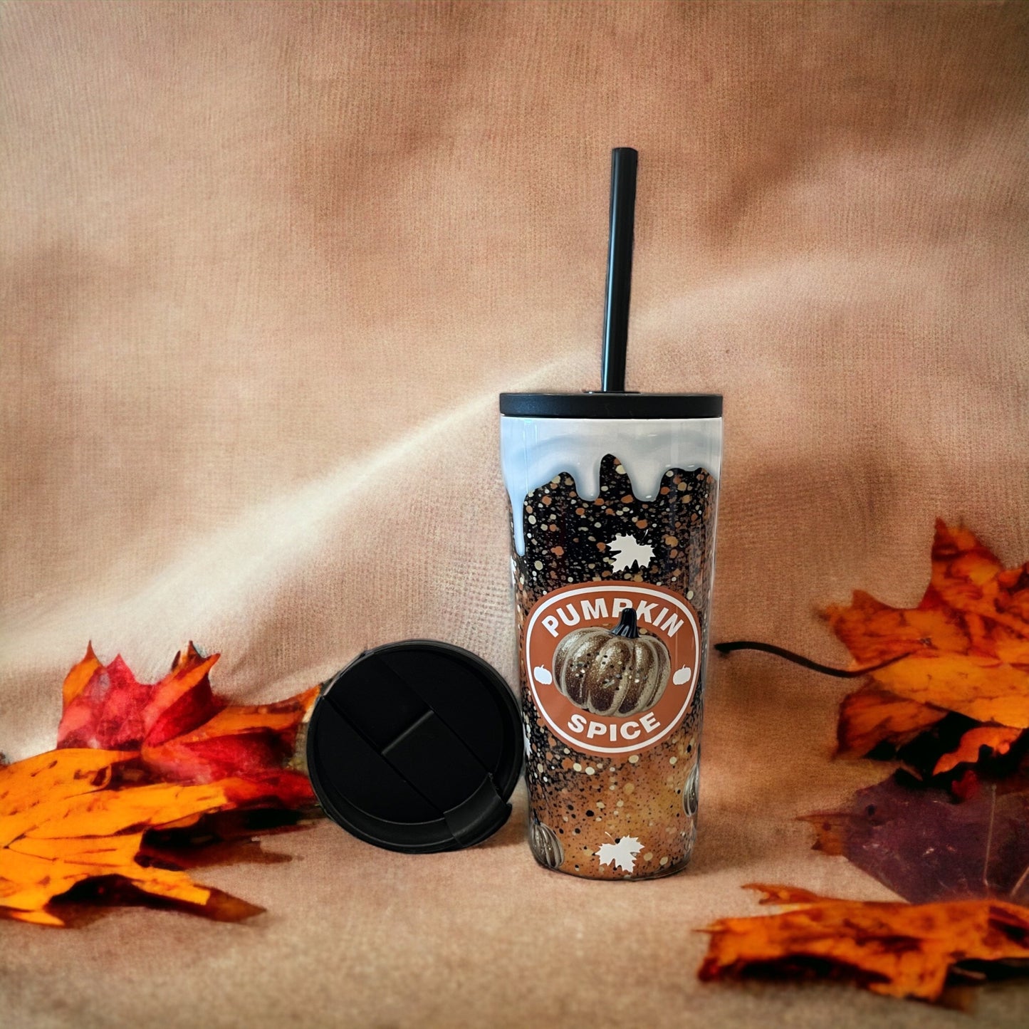 20oz Coffee Travel Tumbler with dual lids Fall, pumpkin spice