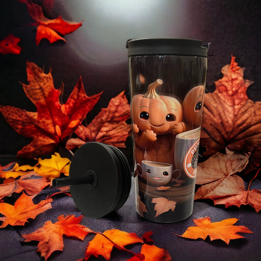 20oz Coffee Travel Tumbler with dual lids Fall, Halloween, pumpkins, pumpkin spice