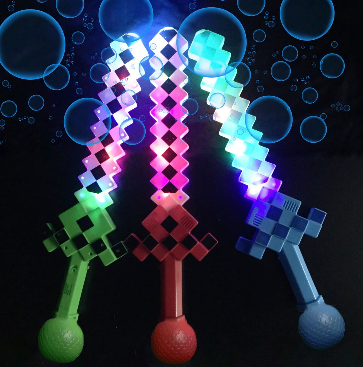 Light-Up Pixel Bubble Sword with Music – 22 Inch LED Bubble Toy for Kids