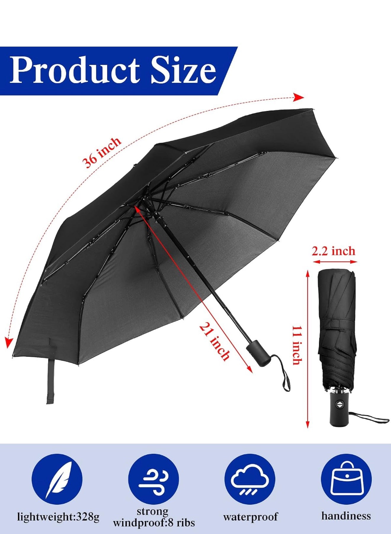 Pack Rain Umbrellas – Automatic Open & Close Collapsible Umbrella