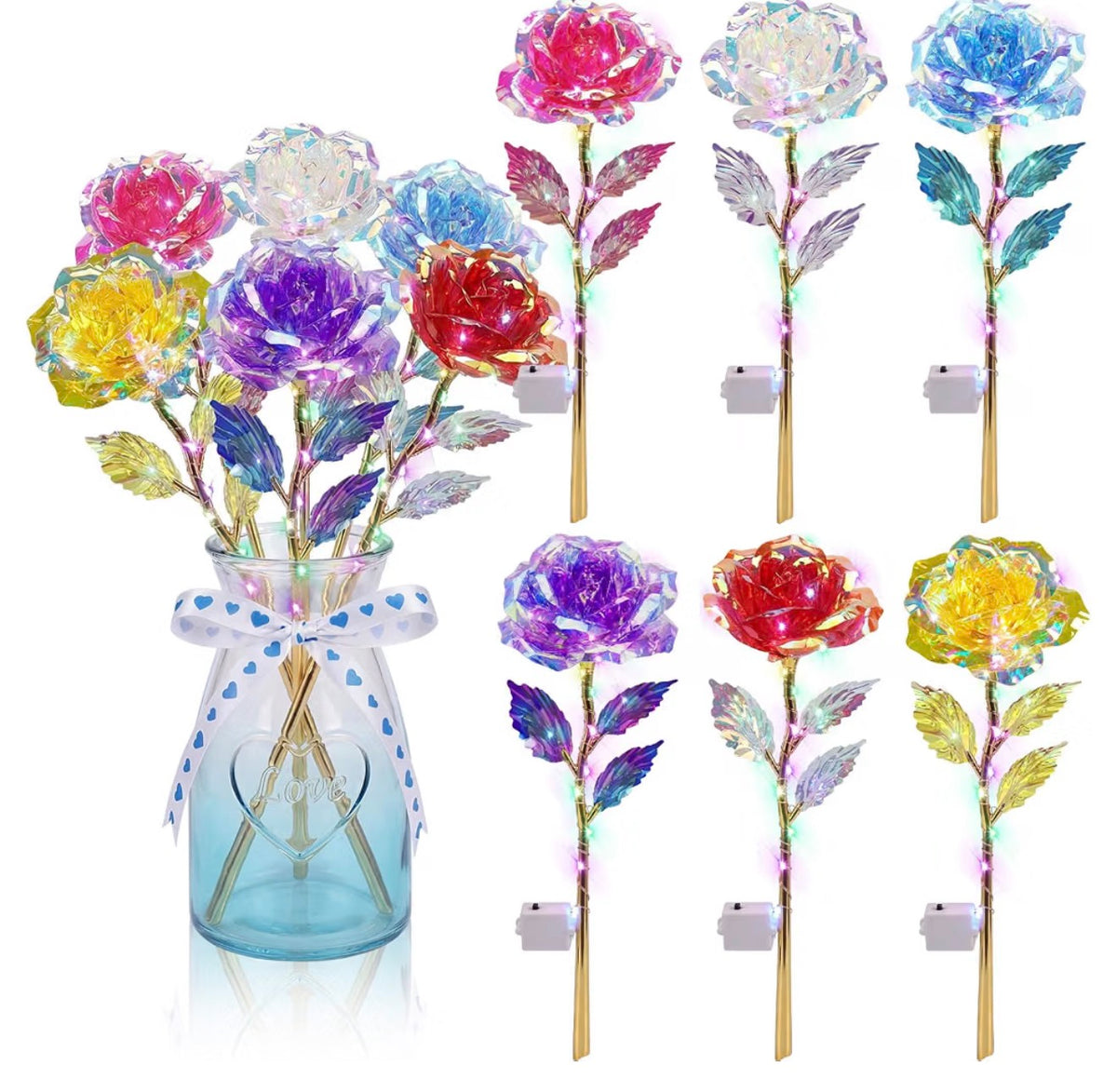 LED Light Up Roses Assorted Color