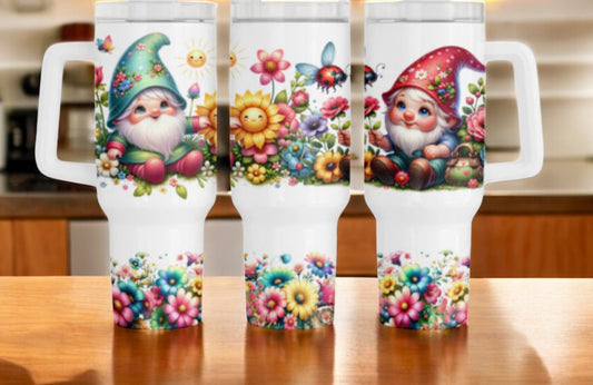 Gorgeous Garden Gnomes Beautiful Holographic Sparkle 40oz Cup Water Bottles - Reusable Portable Drinkware for Everyday Use