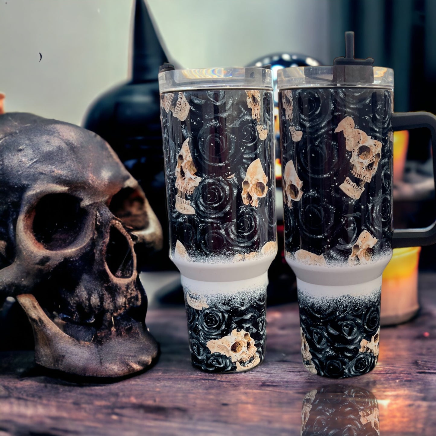 40oz Stanley Style Thirst Quencher Tumblers - skulls