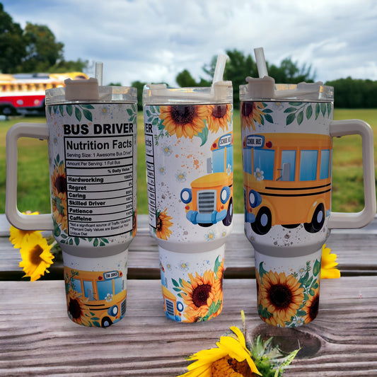 40oz Stanley Style Thirst Quencher Tumblers- School Bus Driver