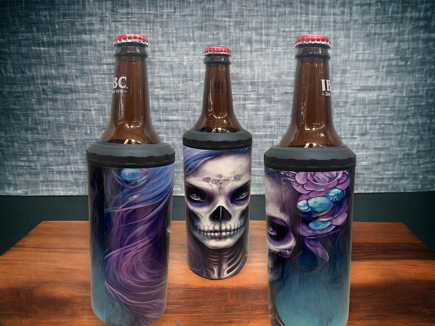 4 in 1 Bottle and Can Holder and Tumbler 16oz - skull