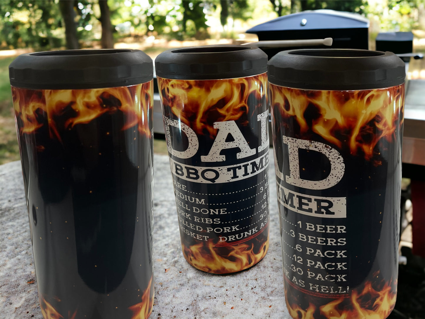 4 in 1 Bottle and Can Holder and Tumbler 16oz- dad, barbecue timer