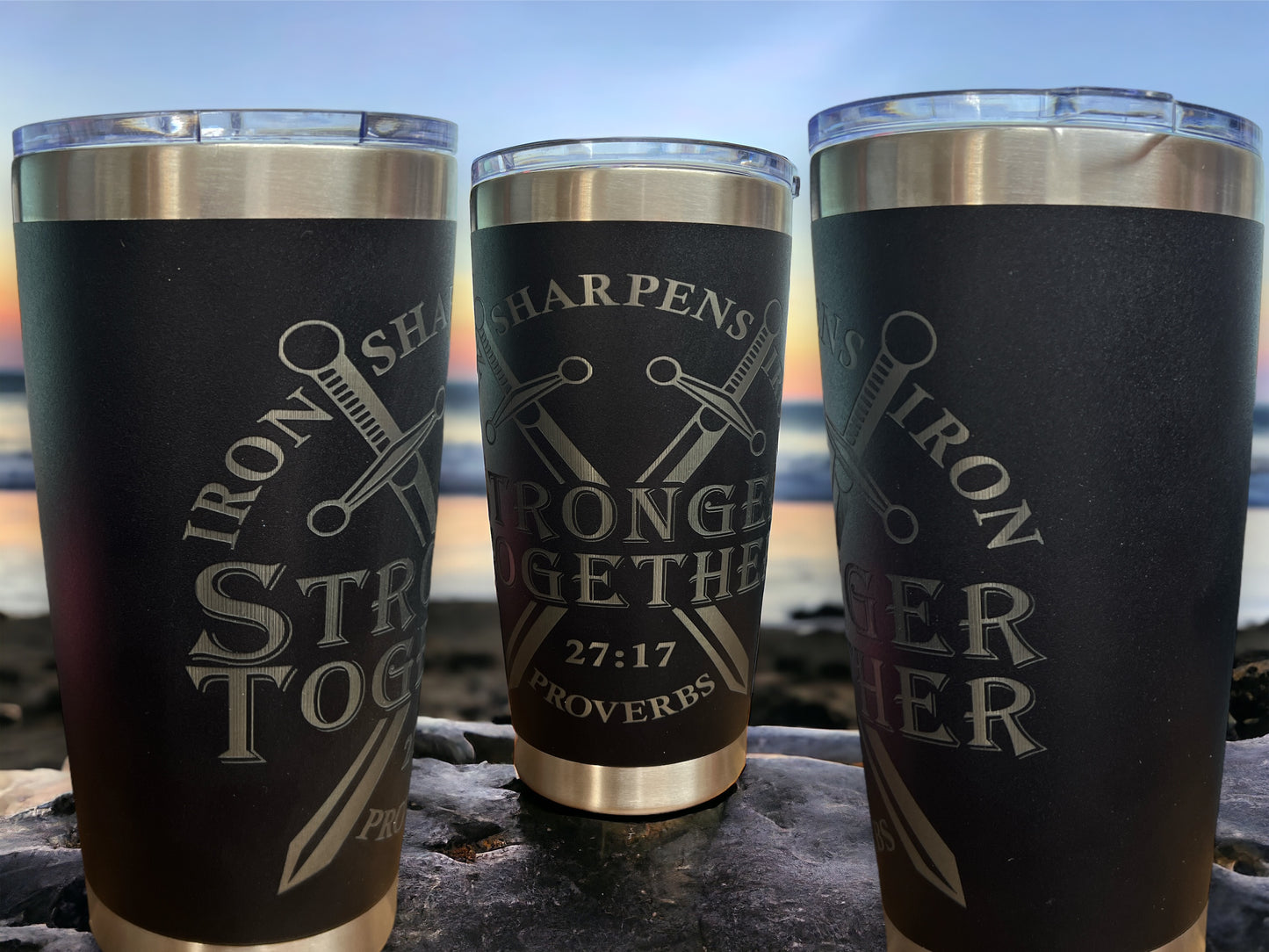 20oz Engraved Travel Tumbler- Iron Sharpens Iron