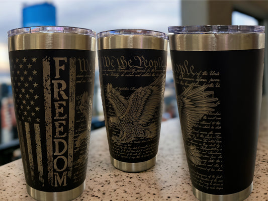 20oz Engraved Travel Tumbler- Freedom  Eagle